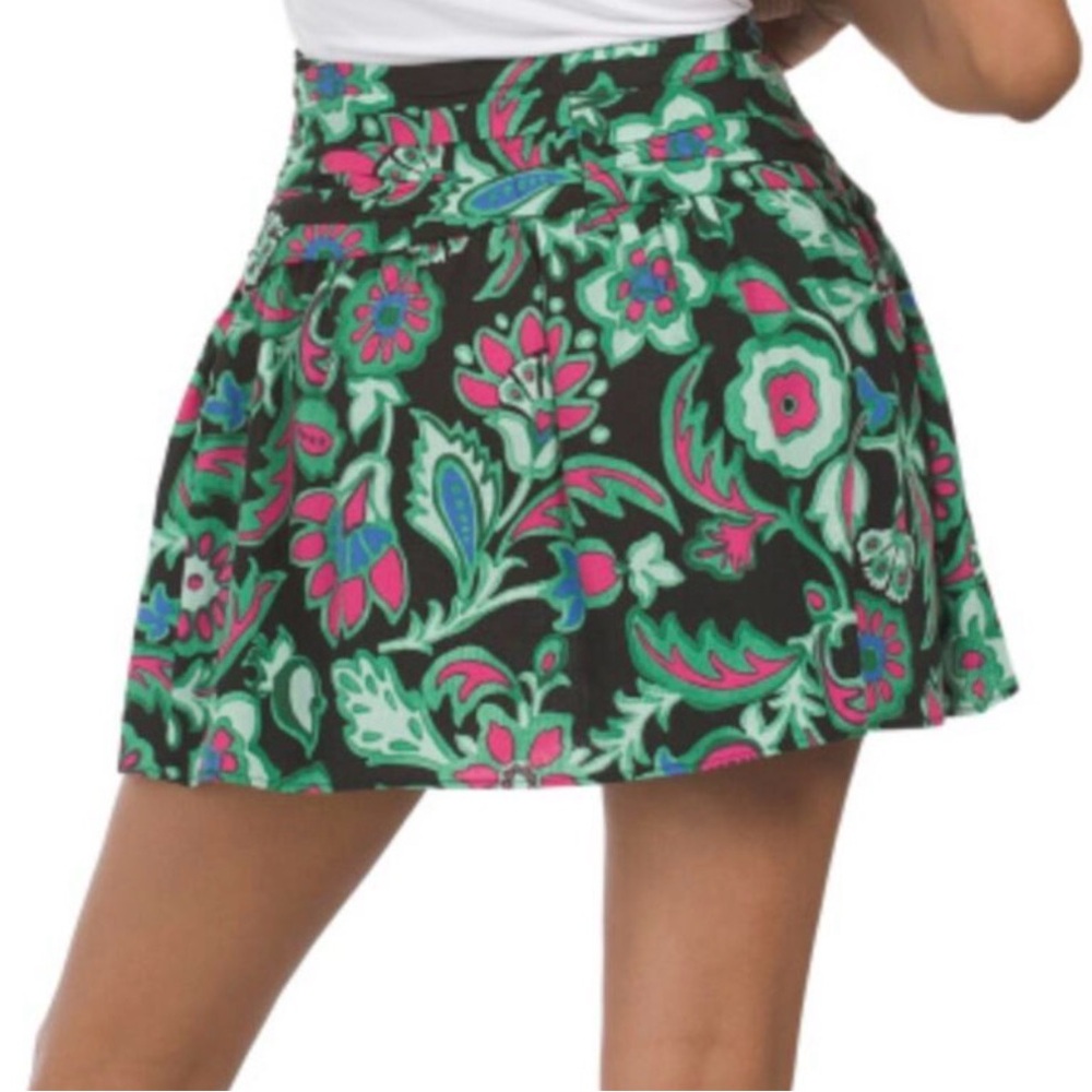Zara Black Skater Mini Skirt with Pink & Green Floral Print